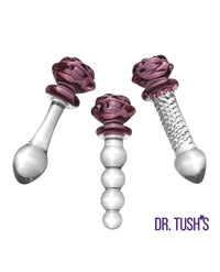 Dr. Tush's Sacred Glass Rose Collection Anal Plug Set - Glass