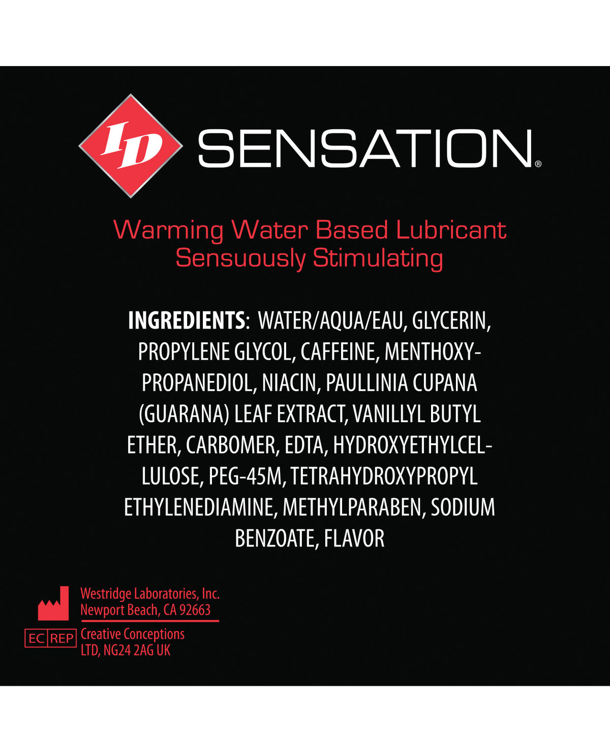 ID Sensation Waterbased Warming Lubricant - 12 ml Tube