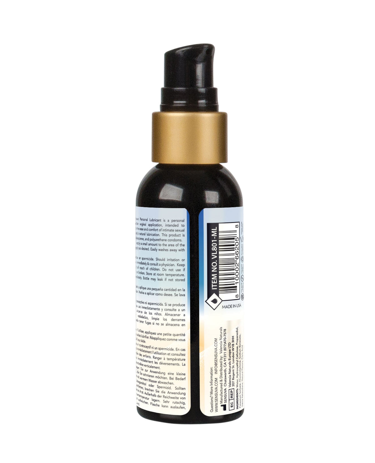 Sensuva Jelly Natural Water Based Personal Lubricant - 2 oz