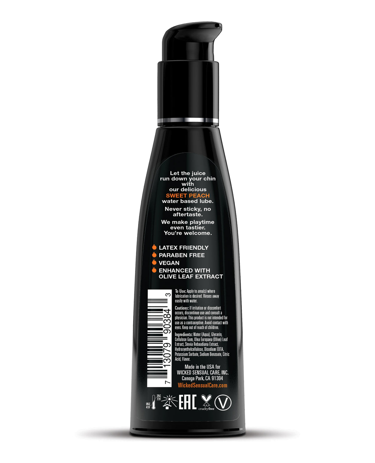 Wicked Sensual Care Waterbased Lubricant - 4 oz Sweet Peach