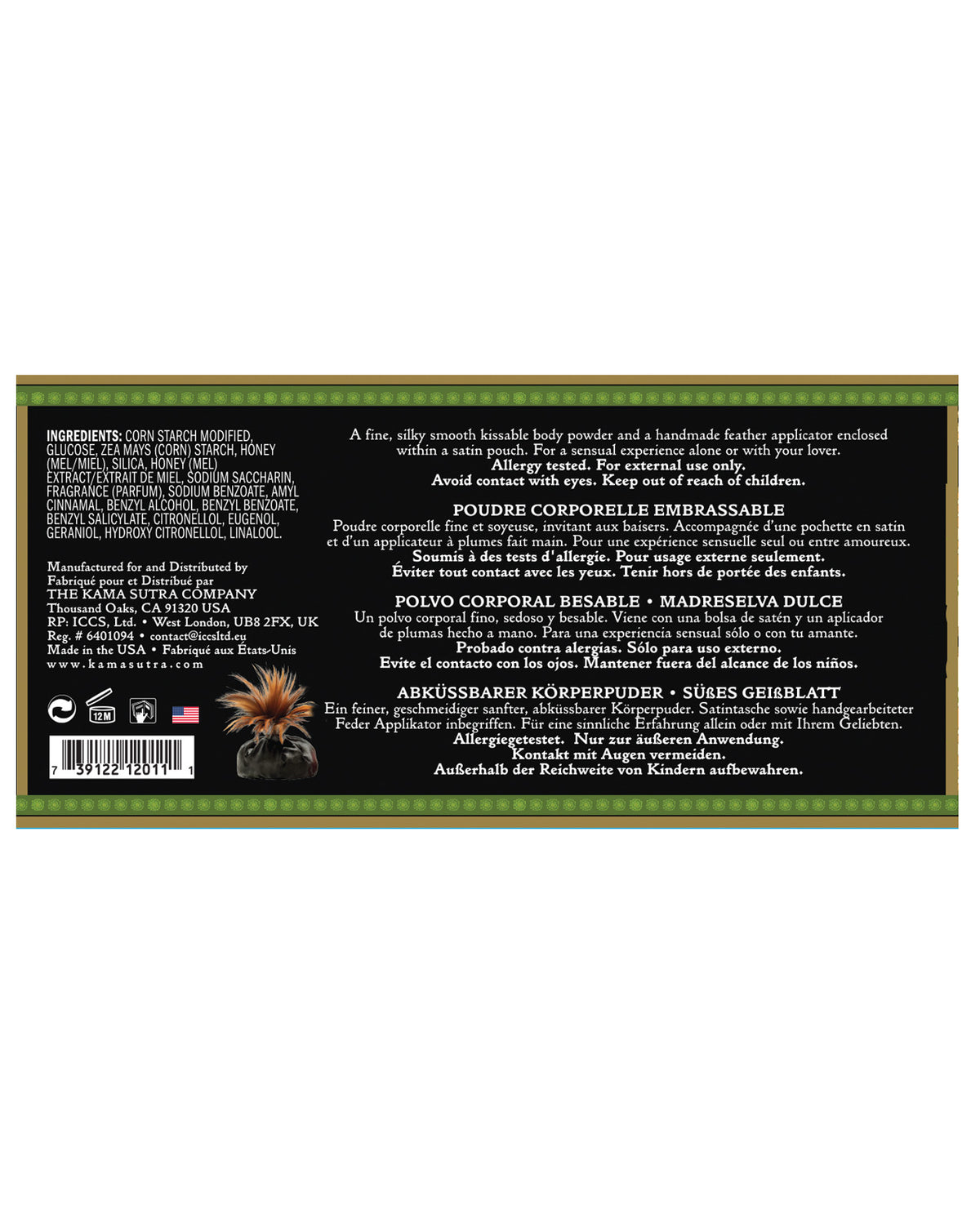 Kama Sutra Honey Dust - 6 oz Sweet Honeysuckle