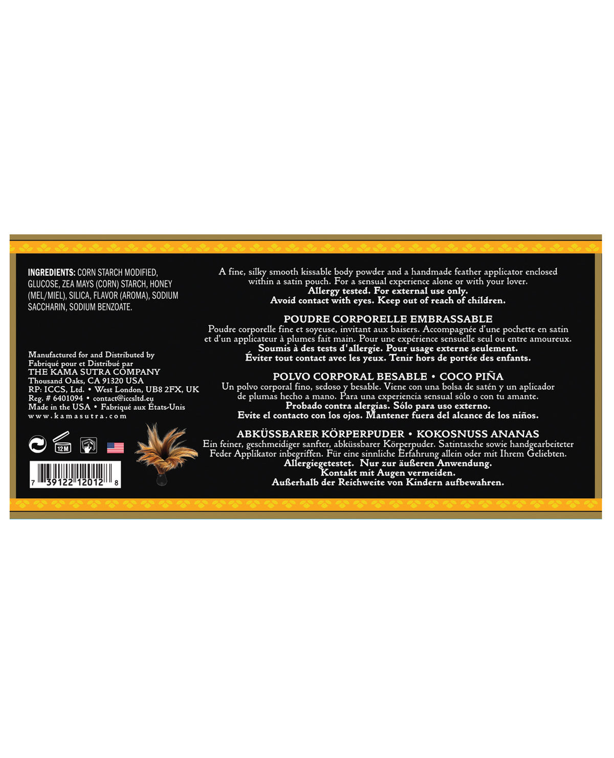 Kama Sutra Honey Dust - 6 oz Coconut Pineapple