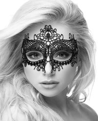 Shots Ouch Black & White Lace Eye Mask - Queen Black
