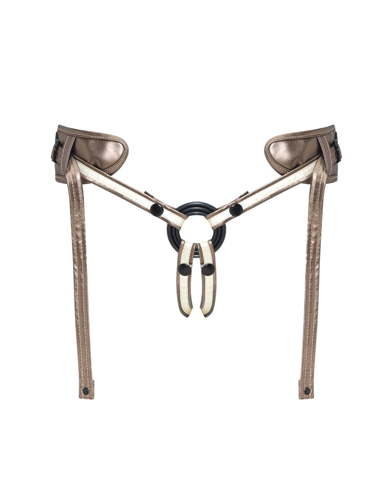 Strap On Me Leatherette Desirous Harness - O/S Metallic Bronze