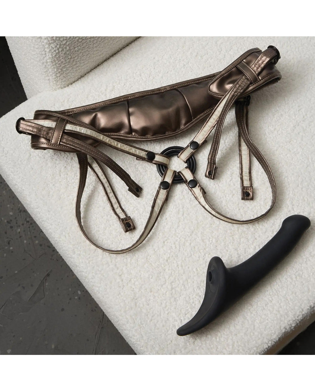 Strap On Me Leatherette Desirous Harness - O/S Metallic Bronze