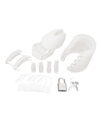 Blue Line Silicone Chastity Cage - White