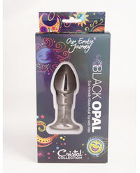 Cristal Black Opal Anal Glass Dildo Vibe - Gun Metal