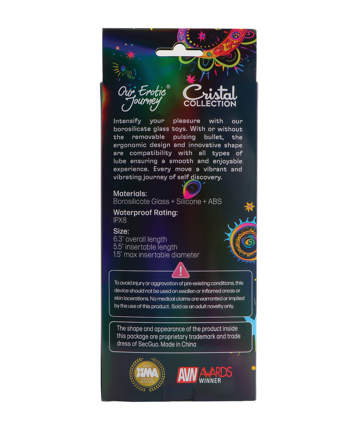 Cristal Twilight Glow Glass Dildo w/Clitoral Vibrator