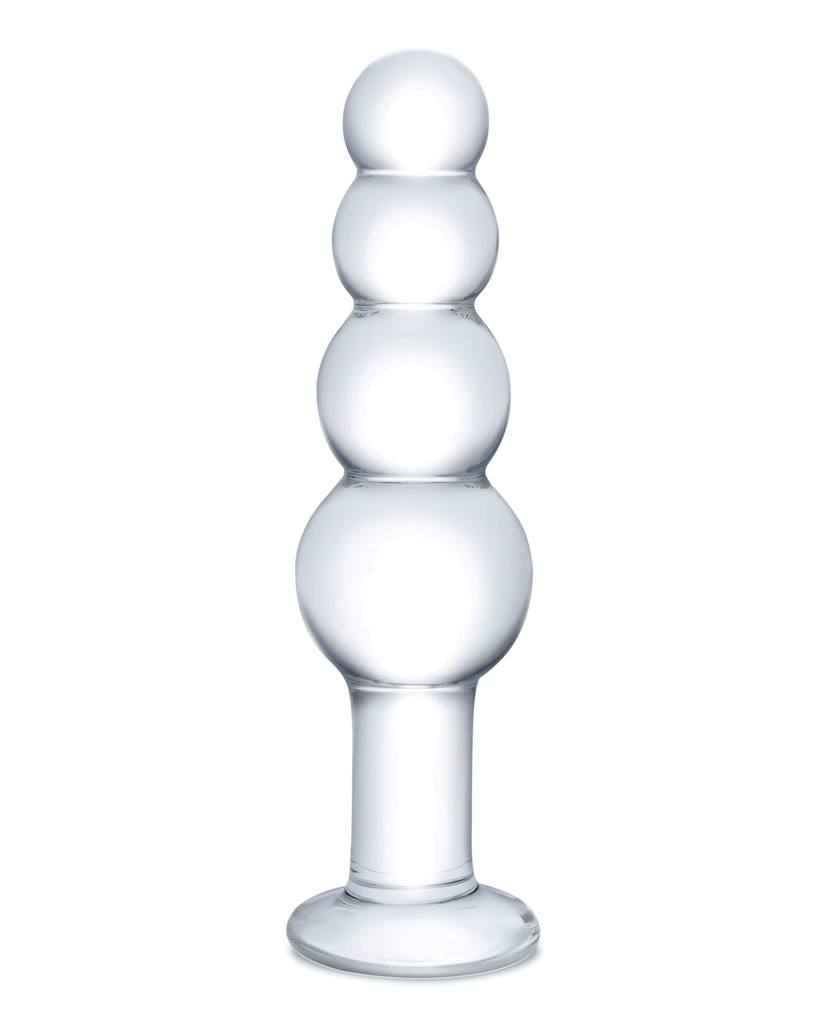 Glas 7.25" Glass Beaded Butt Plug - Clear