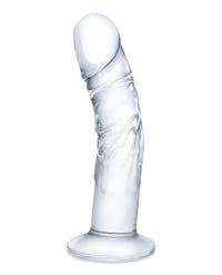Glas 7" Realistic Curved Glass Dildo w/Veins - Clear