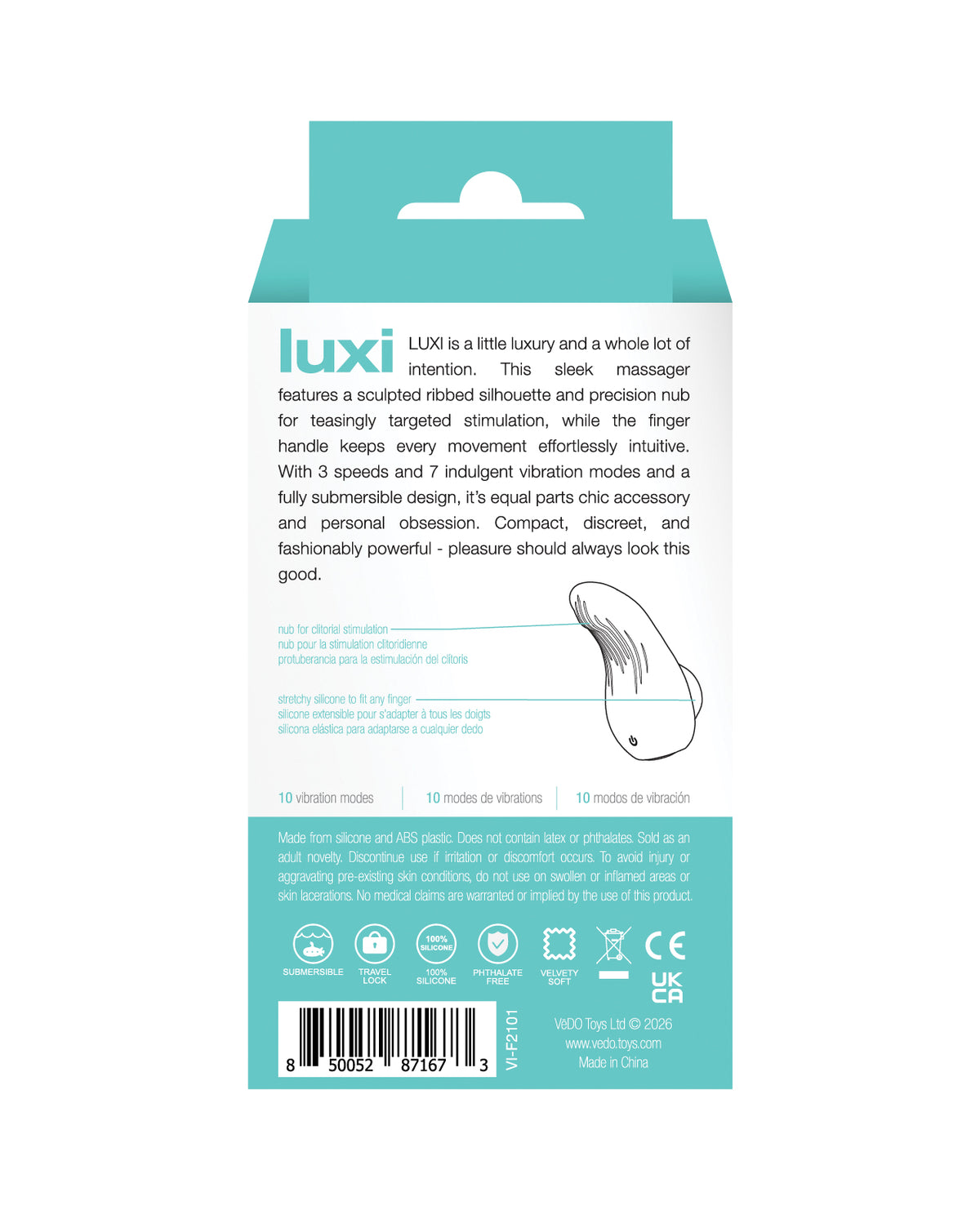 VeDo Luxi Rechargeable Clitoral Finger Vibe - Turquoise