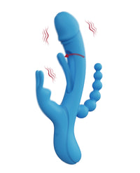 Trilux Kinky Finger Rabbit Vibrator w/Anal Beads - Blue
