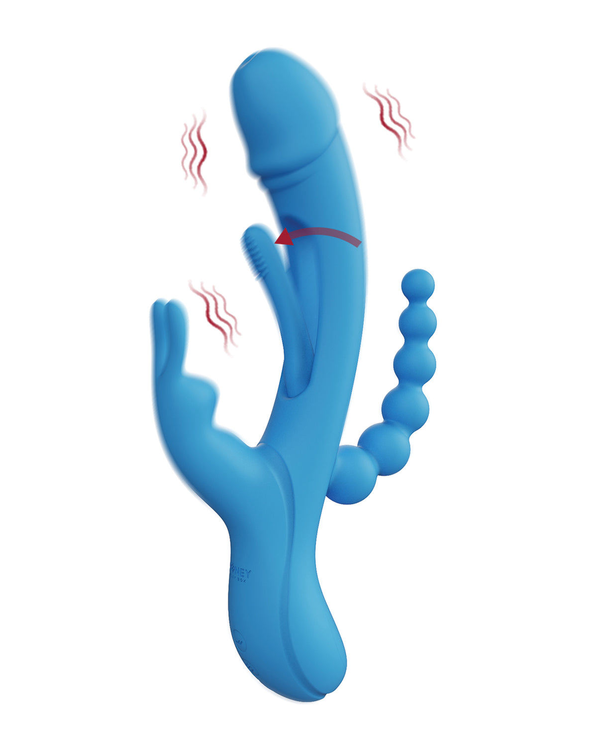 Trilux Kinky Finger Rabbit Vibrator w/Anal Beads - Blue