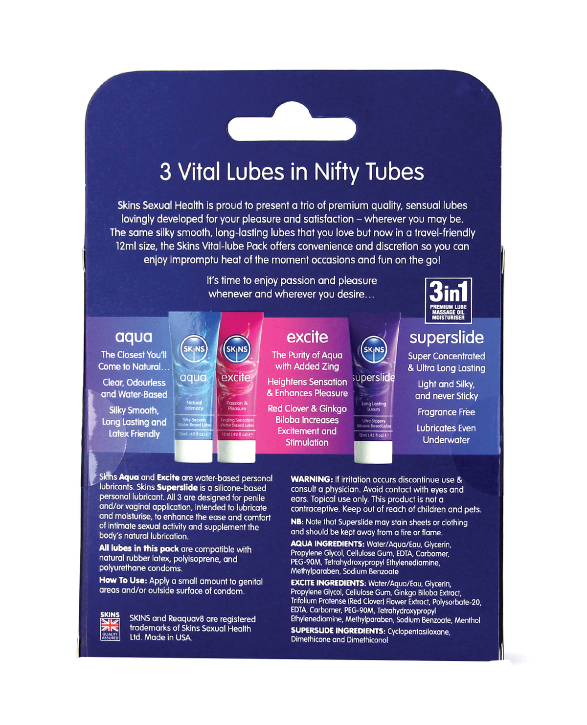 Skins Vital Lubes - 12 ml Tubes Pack of 3