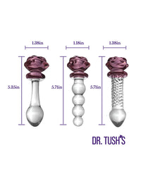 Dr. Tush's Sacred Glass Rose Collection Anal Plug Set - Glass