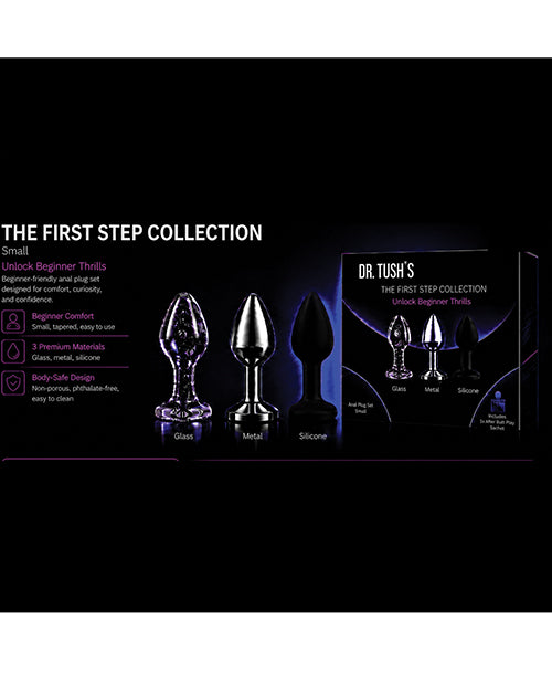 Dr. Tush's First Step Collection Anal Plug Set - Glass, Metal, Silicone