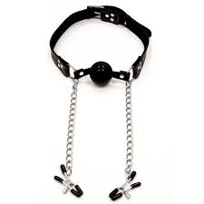 Fetish Fantasy Extreme Deluxe Ball Gag &amp; Nipple Clamps - Black