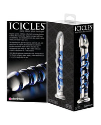 Boxed 'Icicles' glass massage product with detailed packaging