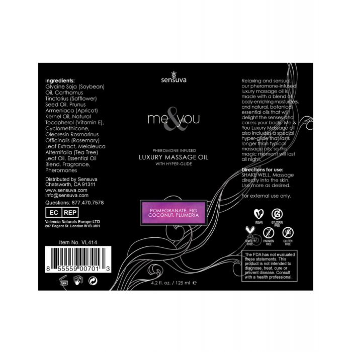 Sensuva Me & You Massage Oil - 4.2 oz Sweet Secrets