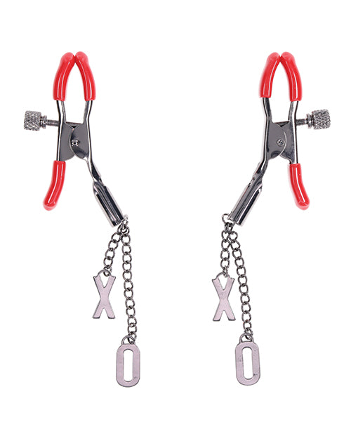 Sex & Mischief Exs & Ohs Nipple Clamps - Red/Black