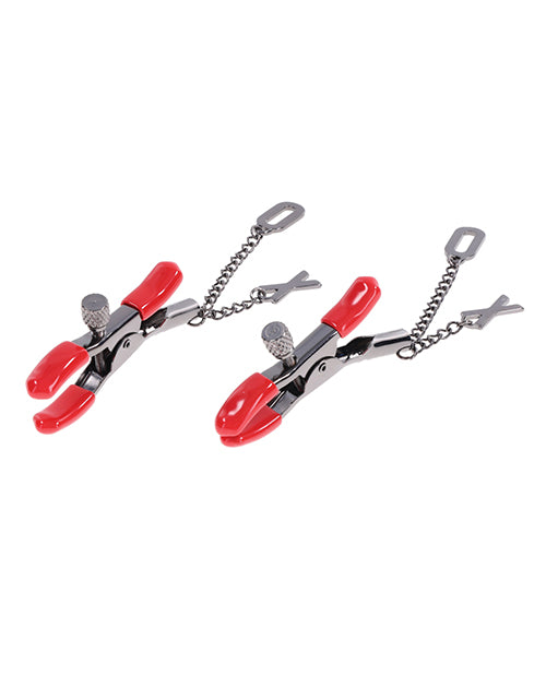 Sex & Mischief Exs & Ohs Nipple Clamps - Red/Black