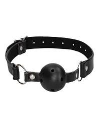 Shots Ouch Ball Gag w/Leather Straps - Black