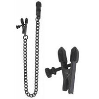 Spartacus Blackline Broad Tip Adjustable Nipple Clamps w/Chain - Black