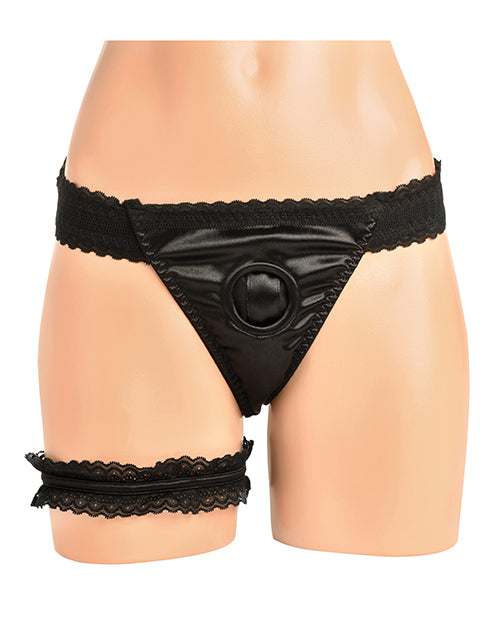 Bedroom Bliss Jolie Strap-On Panty Harness & Garter - Large