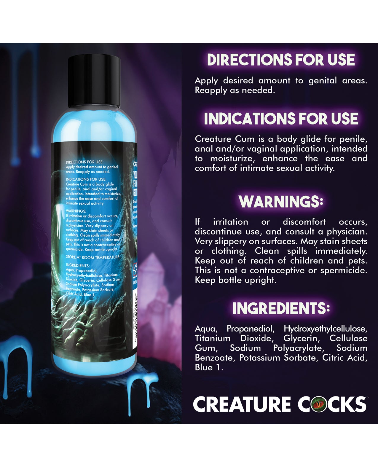Creature Cocks - Creature Cum Blue Water-Based Lubricant 8 oz