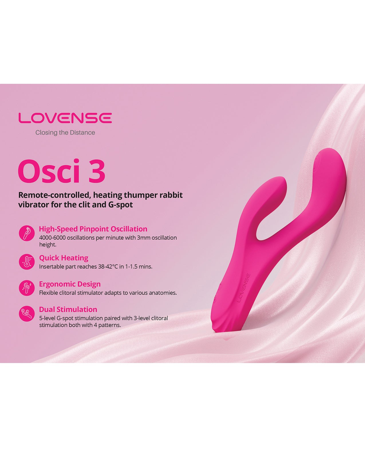 Lovense Osci 3 Oscillating G Spot Vibrator - Pink