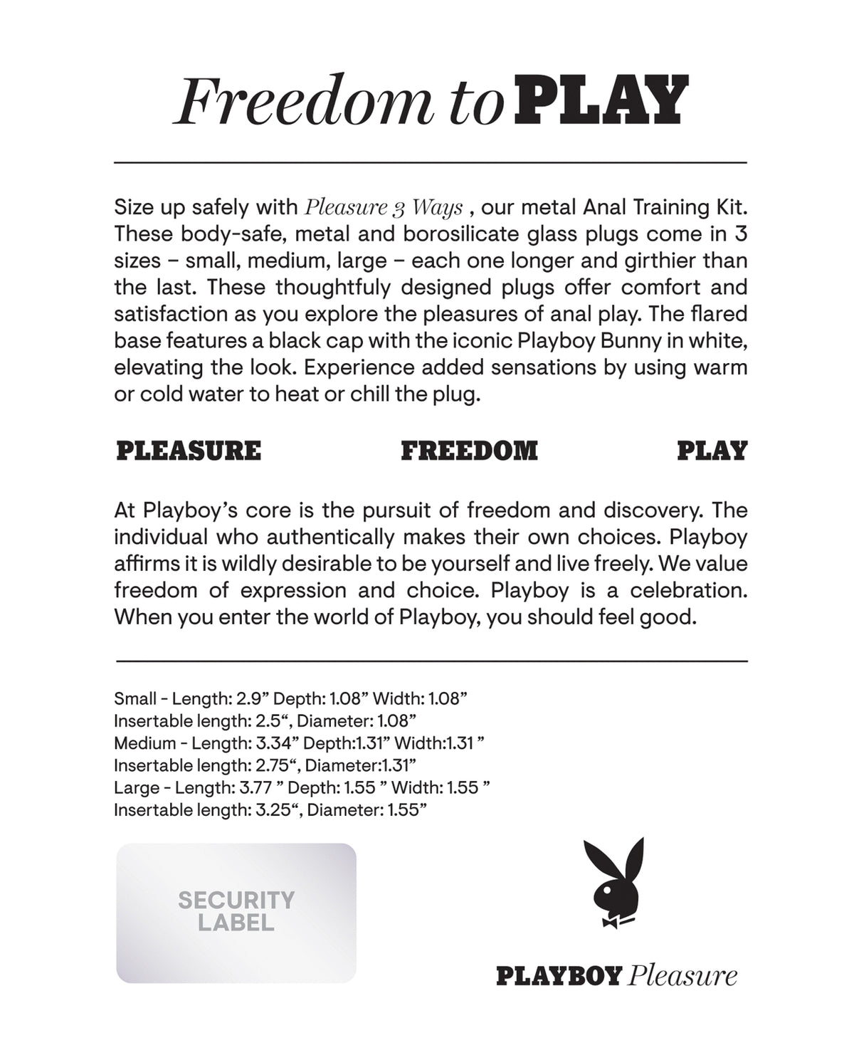 Playboy Pleasure Pleasure 3 Ways Butt Plugs
